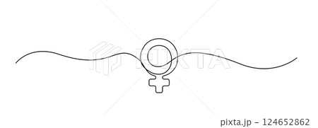 Continuous thin line gender icon, minimalist male female rights draw, one line art sex equity symbol, Continuous thin line gender icon, minimalist male female rights draw, one line art sex equity symbol, 124652862