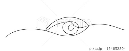 One line drawing eye Icon, single draw ophthalmologist symbol, human line art eyes 124652894