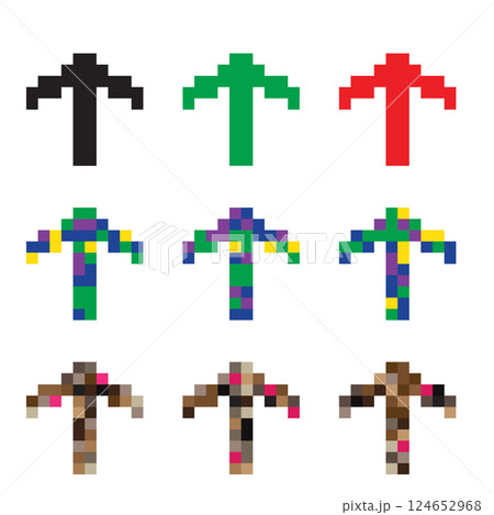 Pixel arrow icon, 8 bit computing pointer, retro style directional cursor, bit arrow Pixel arrow icon, 8 bit computing pointer, retro style directional cursor, bit arrow 124652968