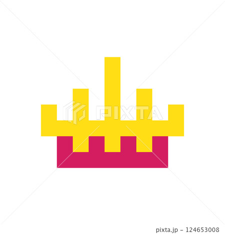 Pixel art crown, 8 bit king icon, retro style queen symbol, minimalist princess tiara mosaic Pixel art crown, 8 bit king icon, retro style queen symbol, minimalist princess tiara mosaic 124653008