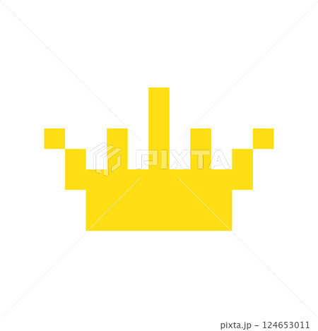 Pixel art crown, 8 bit king icon, retro style queen symbol, minimalist princess tiara mosaic 124653011