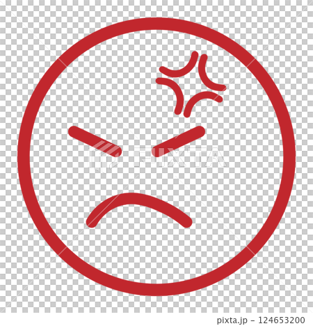 怒り顔のアイコン 赤 124653200