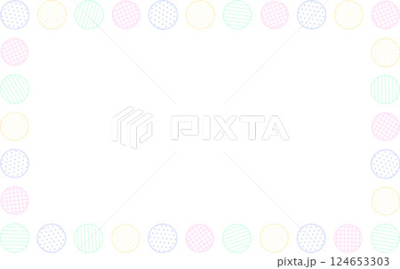線が荒い4つの円形のパターンが並ぶパステルカラーの四角いフレーム 線が荒い4つの円形のパターンが並ぶパステルカラーの四角いフレーム 124653303