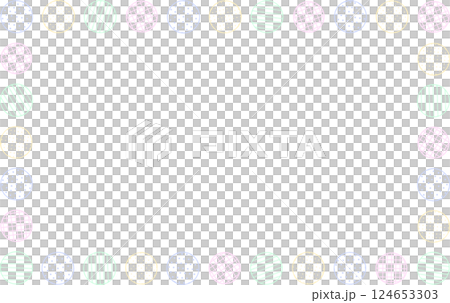 線が荒い4つの円形のパターンが並ぶパステルカラーの四角いフレーム 線が荒い4つの円形のパターンが並ぶパステルカラーの四角いフレーム 124653303