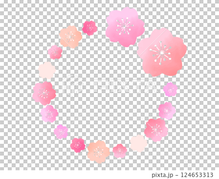 Spring-like, round, cute cherry blossom frame material 2 Spring-like, round, cute cherry blossom frame material 2 124653313