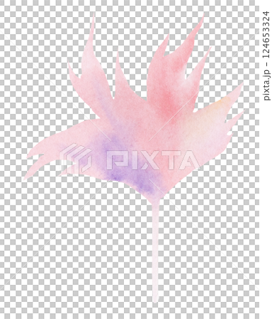 Watercolor pink and light purple leaf isolated illustration, pastel spring wedding stationery element 124653324