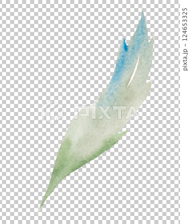 Watercolor green and light blue leaf isolated illustration, pastel spring wedding stationery element 124653325
