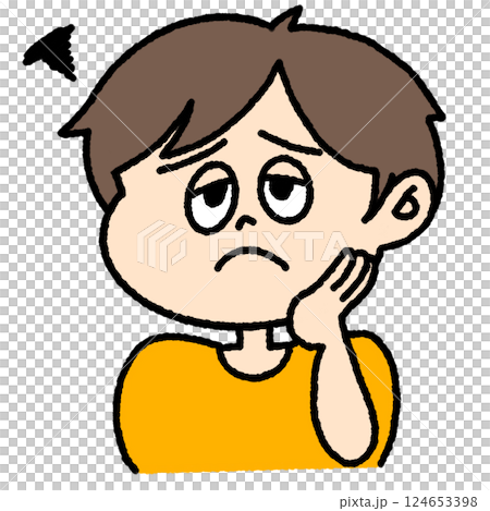 困った様子の男性のイラスト 124653398
