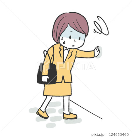 壁に寄り掛かる女性 124653460