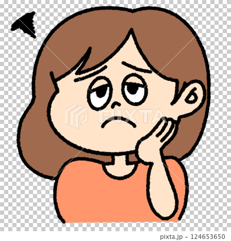 困った様子の女の子のイラスト 124653650