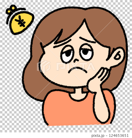 一位婦女遇到財務困難的插圖 124653651