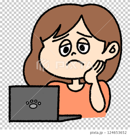 A woman who is having trouble understanding how to use a computer 124653652