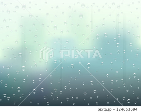 Raindrops on the misted window glass. Raindrops on the misted window glass. 124653694