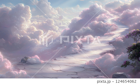 Fantasy illustration of nature, city, fictional world 124654062