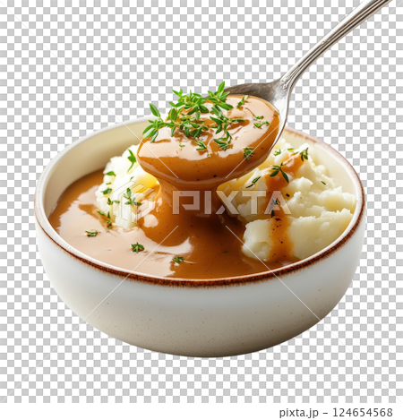 Hearty Homemade Vegetable Soup in a Bowl with Spoon 124654568