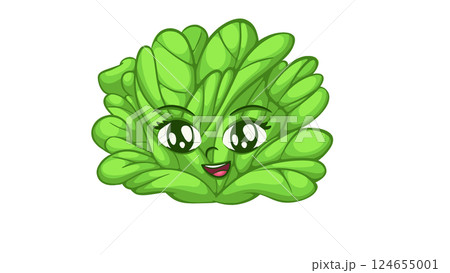 Cute and Happy Cartoon Lettuce Cute and Happy Cartoon Lettuce 124655001