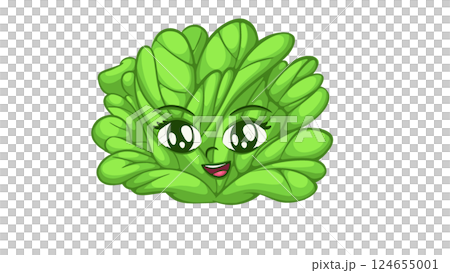 Cute and Happy Cartoon Lettuce Cute and Happy Cartoon Lettuce 124655001