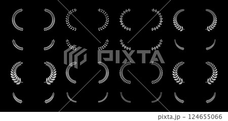 高級感あるシルバーの月桂冠イラストセット 124655066