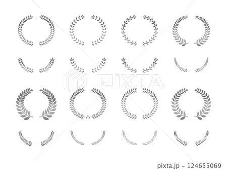 ゴージャスな銀の月桂冠イラストセット 124655069