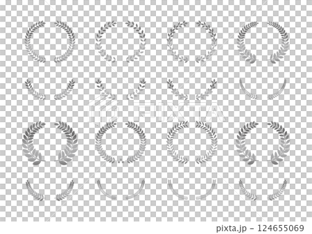 ゴージャスな銀の月桂冠イラストセット 124655069
