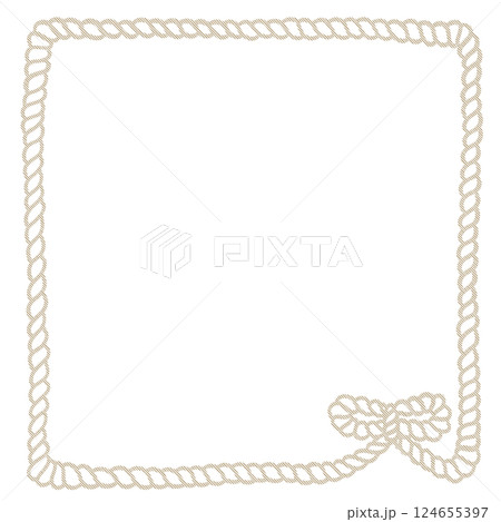 ベージュの小さなリボン付きロープのフレーム、Adobe Illustrator Artwork 124655397