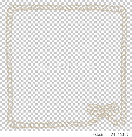 ベージュの小さなリボン付きロープのフレーム、Adobe Illustrator Artwork 124655397