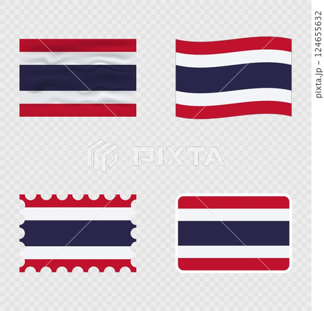 Thailand national flag in four different styles. 124655632