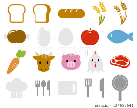 食のアイコン21種セット 食のアイコン21種セット 124655641