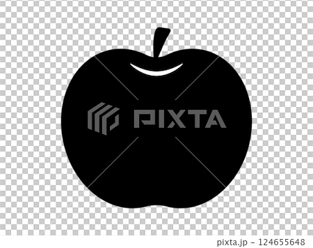 りんごのアイコン　モノトーン 124655648