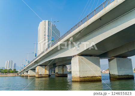 Urban automobile bridge. 124655823