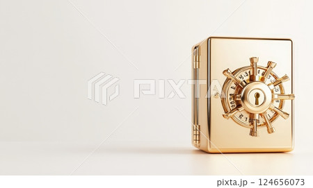 Golden Metallic Safe Vault Depicting Financial Security and Wealth Achievement Golden Metallic Safe Vault Depicting Financial Security and Wealth Achievement 124656073