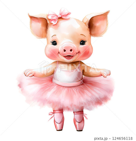 かわいいバレリーナのブタのぬいぐるみ かわいいバレリーナのブタのぬいぐるみ 124656118