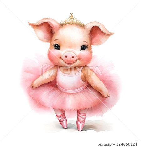 かわいいバレリーナのブタのぬいぐるみ 124656121