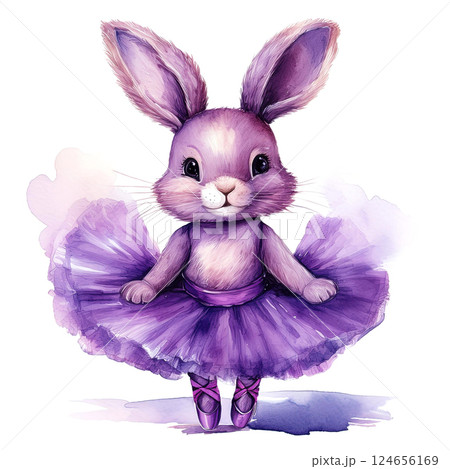 かわいい紫色のウサギのバレリーナのぬいぐるみ 124656169