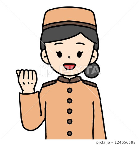 ホテルマンの女性がガッツポーズをしている 124656598