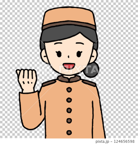 ホテルマンの女性がガッツポーズをしている 124656598