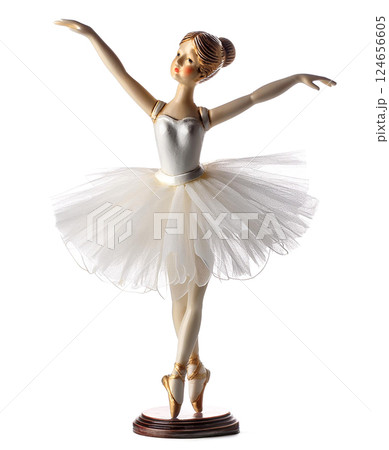 セラミックで出来た白いチュチュのバレリーナの置き物 124656605