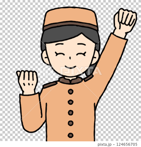 一名酒店女服務生正在揮拳 124656705