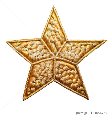 刺繍の金色の星 124656769
