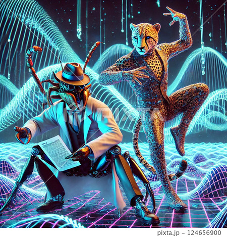 チーターのダンサーとサソリのビジネスマン 124656900