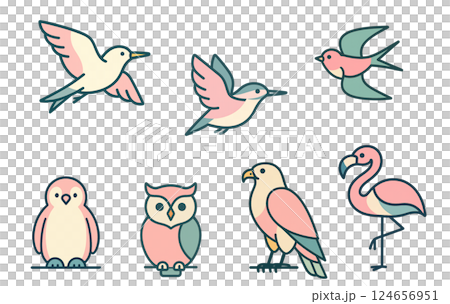 Pop and cute birds 124656951