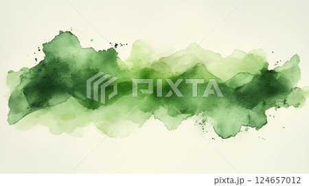 An abstract background with green watercolor stains. 124657012
