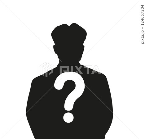 Male silhouette icon with question mark sign Male silhouette icon with question mark sign 124657204