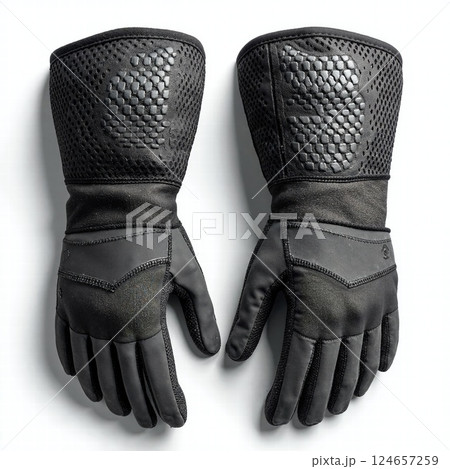 Advanced protective black tactical gloves with hexagonal grip design for outdoor and industrial activities Advanced protective black tactical gloves with hexagonal grip design for outdoor and industrial activities 124657259