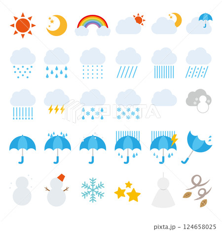 天気のアイコンのイラストセット 124658025