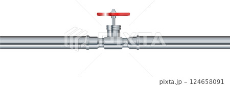Pipe. Metallic pipes plumbing fittings. Industry pipeline. Vector 124658091