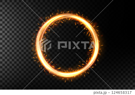 Gold Ring of Fire with Sparkler Firework, Vector Illustration 124658317