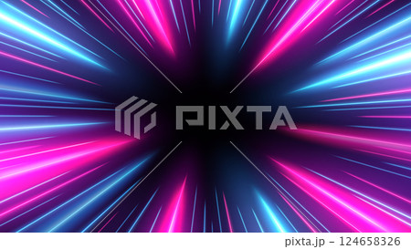 Blue and Pink Rays Zoom In Motion Effect, Light Color Trails, Vector Illustration Blue and Pink Rays Zoom In Motion Effect, Light Color Trails, Vector Illustration 124658326