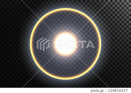 Sun Halo and Golden Edge Isolated on Transparent Pattern, Vector Illustration Sun Halo and Golden Edge Isolated on Transparent Pattern, Vector Illustration 124658327