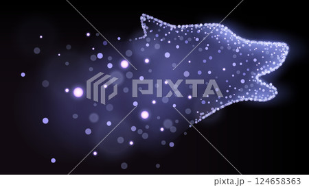 Wolf Head with Glowing Particles on Dark Background. Vector Illustration Wolf Head with Glowing Particles on Dark Background. Vector Illustration 124658363